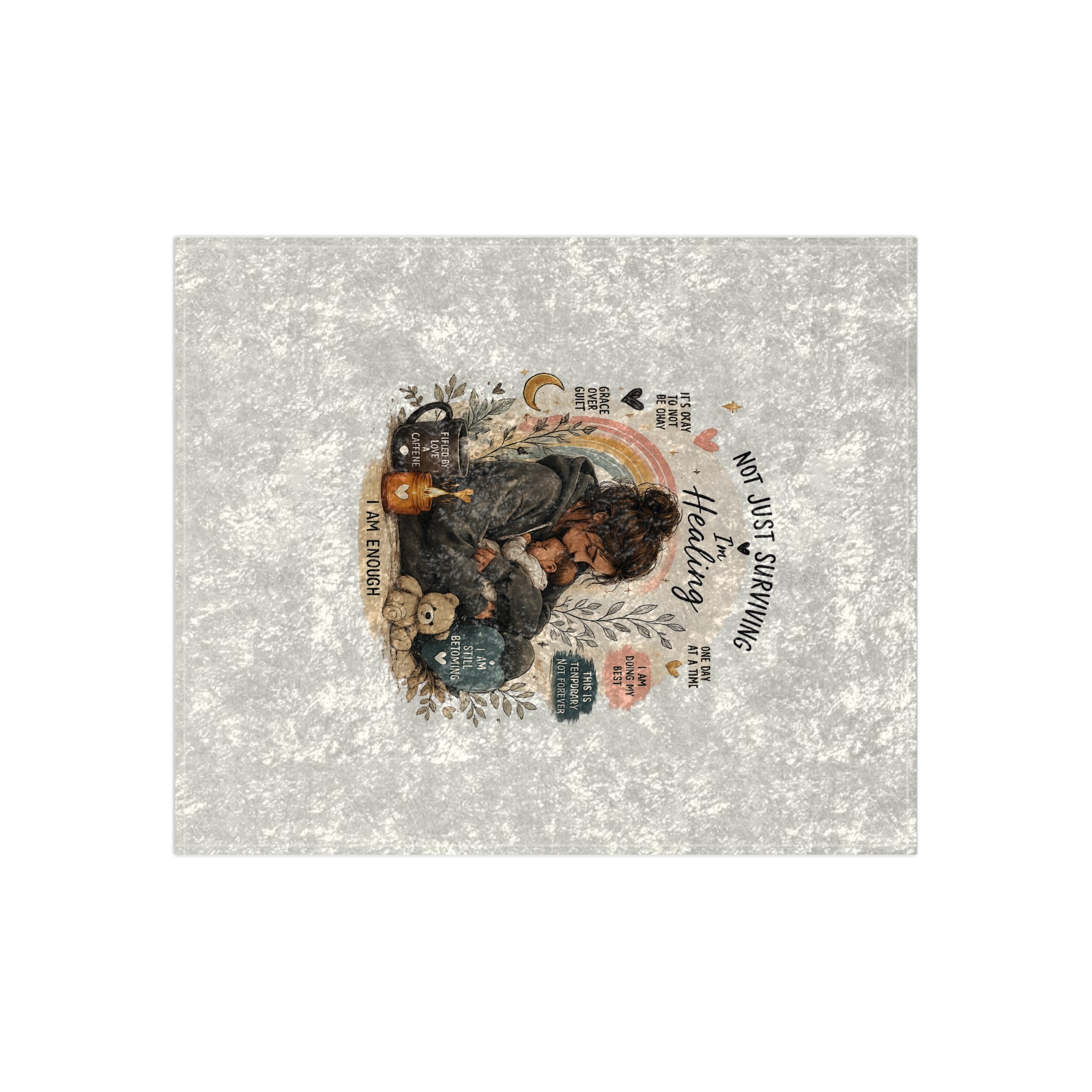 Healing Mom Crushed Velvet Blanket — "Not Just Surviving, I’m Healing" Cozy Throw for Comfort & Mental Health Support