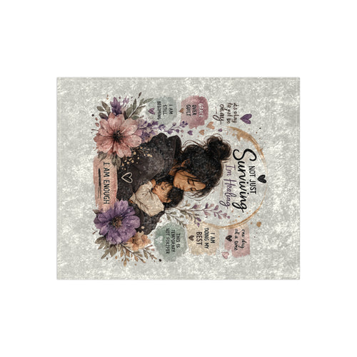 Crushed Velvet Blanket — 'Not Just Surviving, I'm Healing' Cozy Affirmation Throw